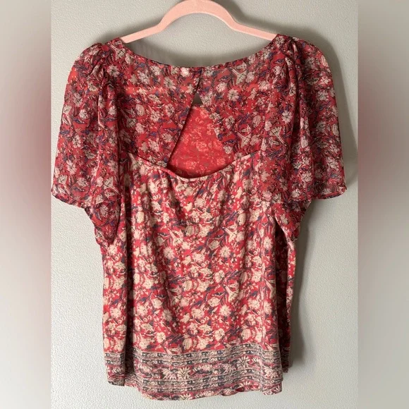 Lucky Brand Mixed Media Floral Flutter Sleeve - Picture 2 of 2